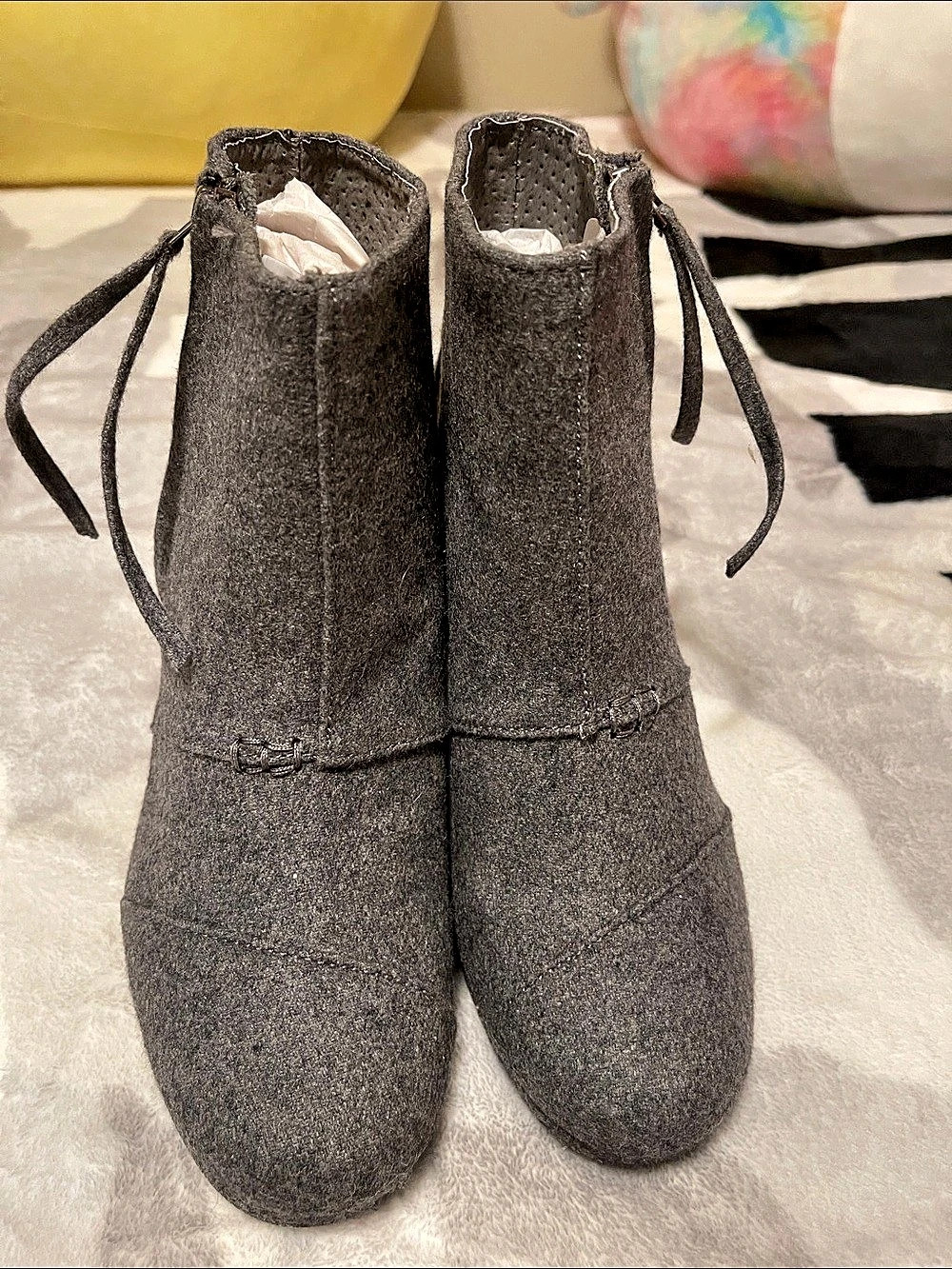 TOMS Kala Wedge Bootie Gray